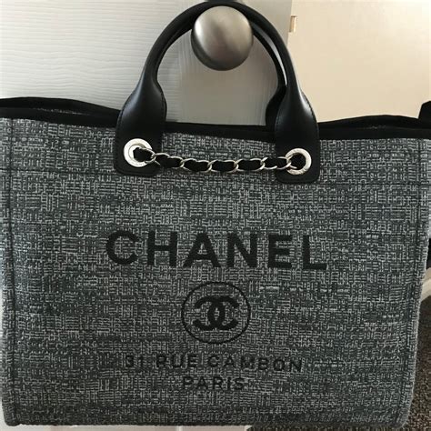 chanel deauville bag grey|chanel deauville tote large size.